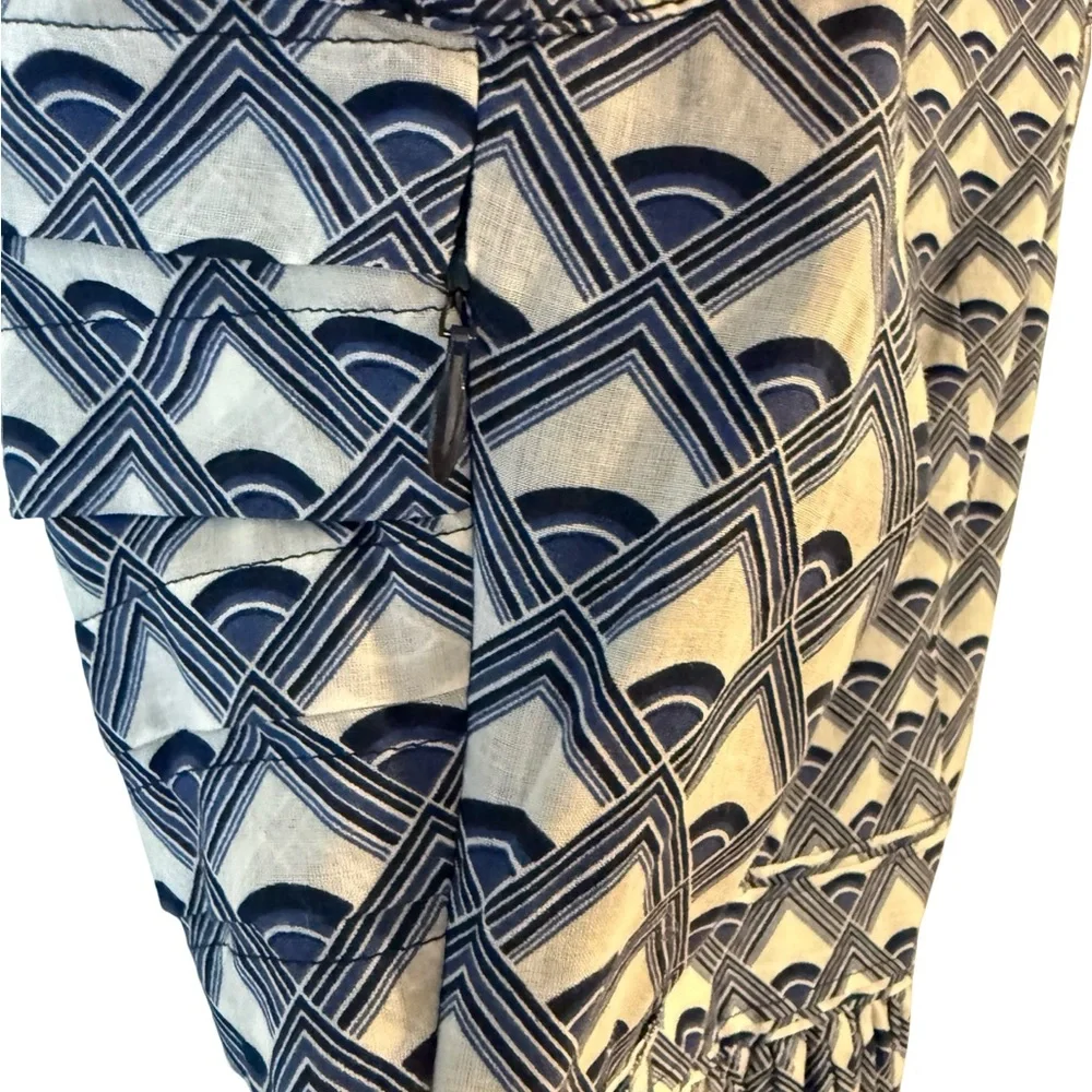 Tory Burch Blue Geometric Print Sleeveless Dress Women’s Size 0 Cotton midi